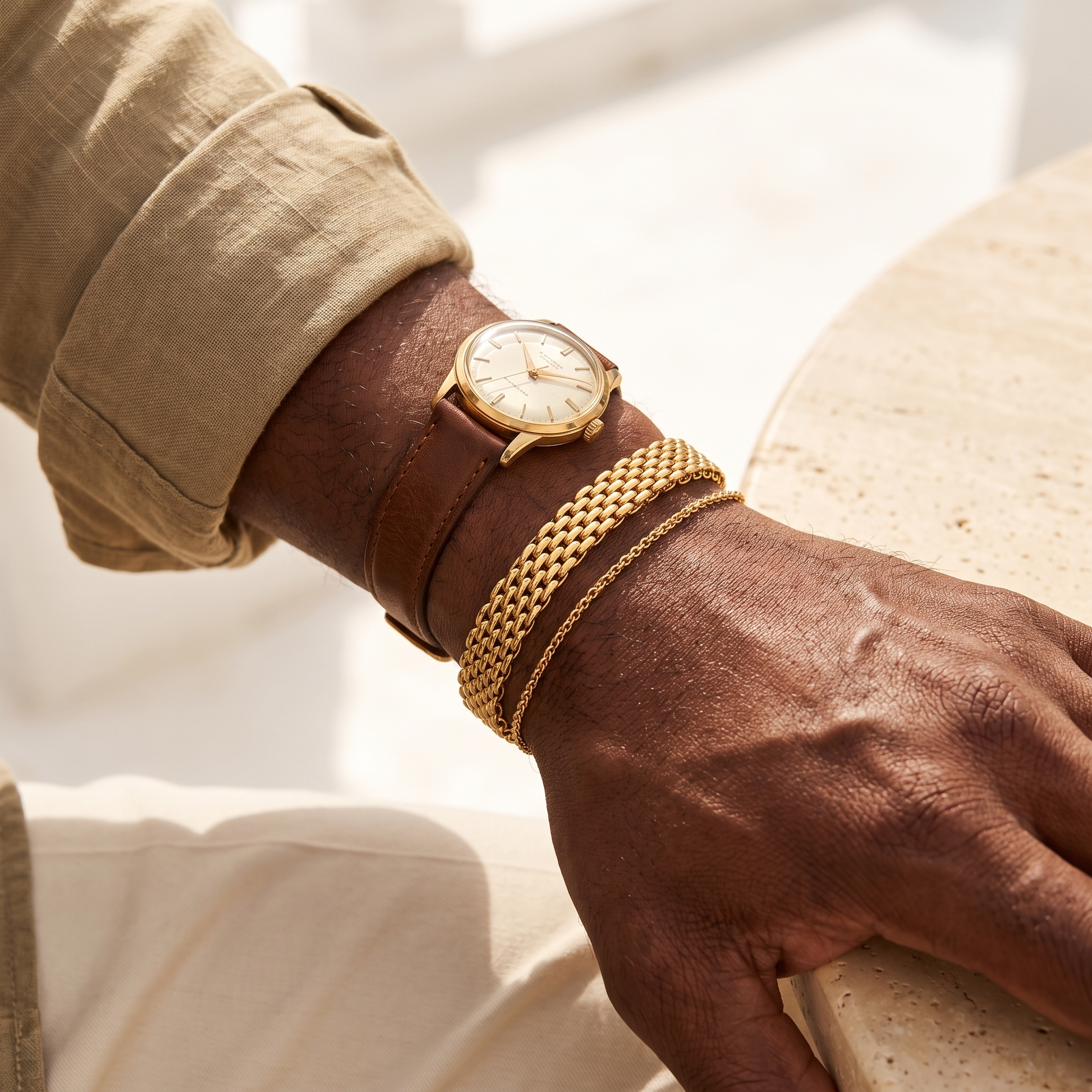 Maverick Bracelet Gold — layered look