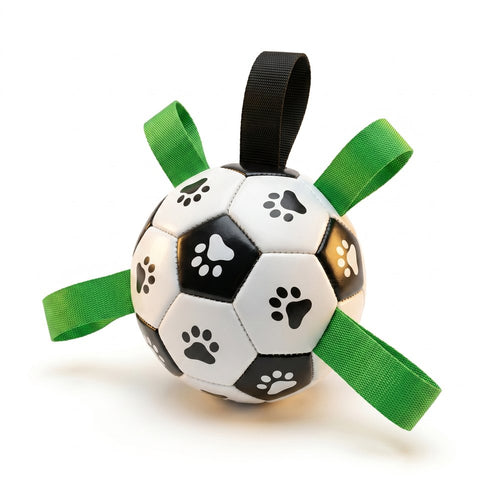 Interactive Dog Ball with Pull Handles — Fetch & Tug Toy